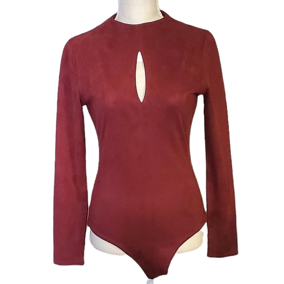 MINKPINK Tops - Red Suede Bodysuit